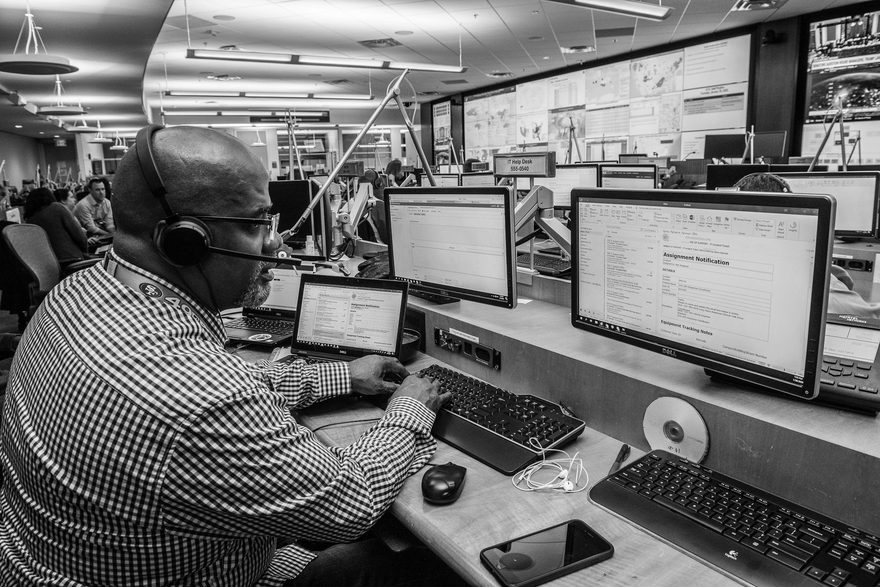 Engineer working at a monitoring station
